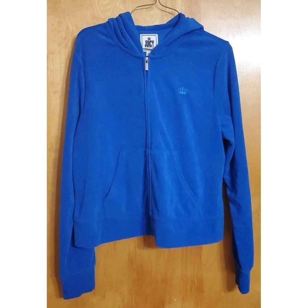JUICY COUTURE Blue Size Large Cotton Terry Cloth Track Style Jacket